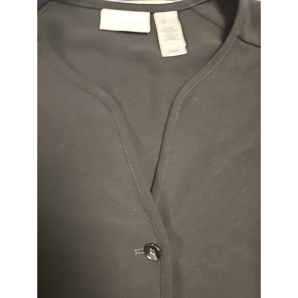 Liz Claiborne Sheer V-Neck Black Button Up Blouse Shacket Size L - Picture 2 of 7